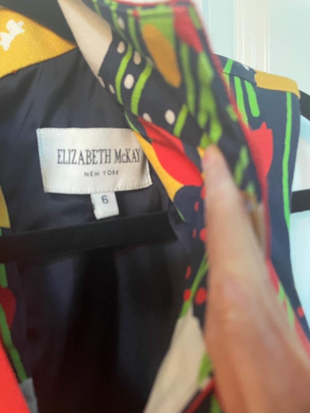 Elizabeth McKay Black Floral Sleeveless Midi Dress with Red Trim - Picture 2 of 4